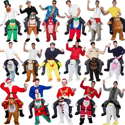Adult Carnival Party Santa Christmas Halloween Ride on Animal Toy Beer Guy Pants Mascot Carry Bear Costume