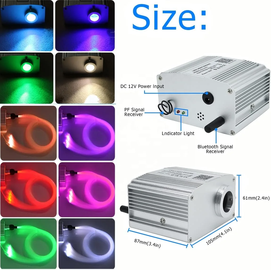 10W 500pcs 0.75mm end glow fiber at 4 meter RGBW Twinkle Starlight Headliner car roof top ceiling star starlight headliner kit