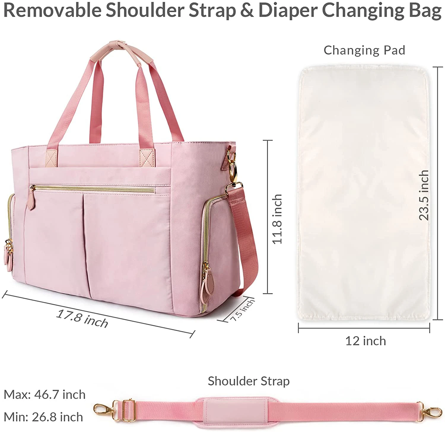 Breast Pump Bag Diaper Tote Bag with 15 Inch Laptop Sleeve Fit Most Breast Pumps