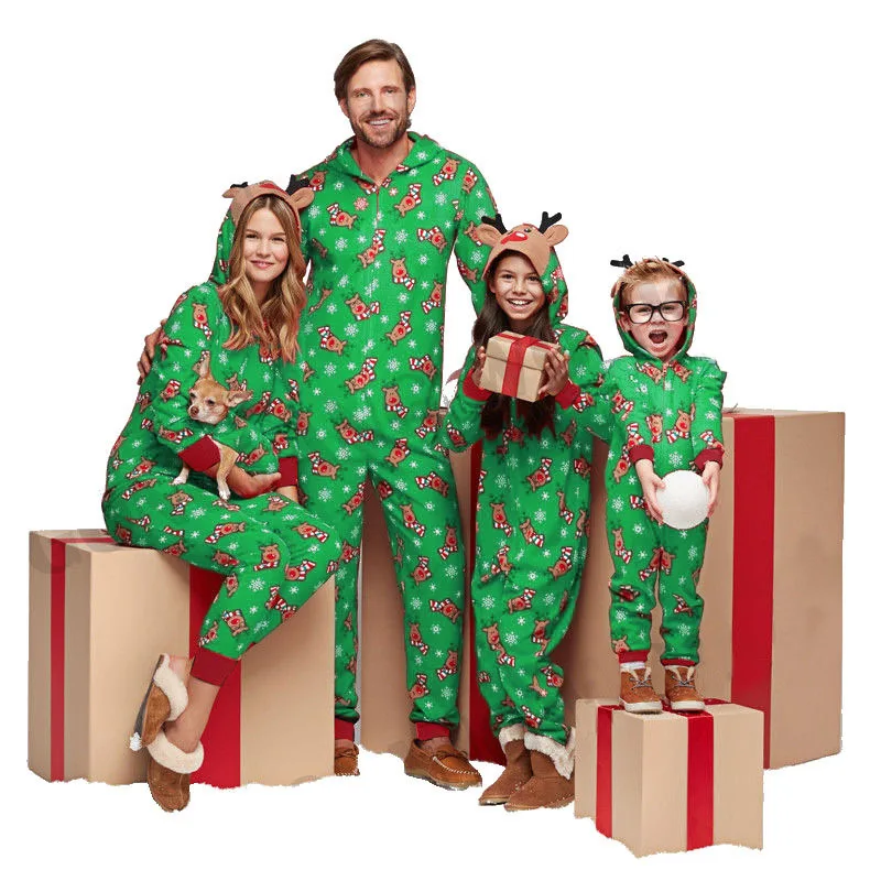 Family Pajamas Jumpsuit Matching Sets Christmas Pajamas Reindeer Family Christmas Onesie Pajamas
