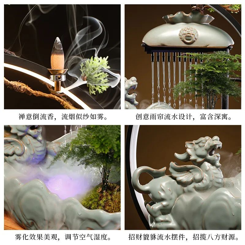 2024 Wholesale Ceramic For Led Light Backflow Waterfall Incense Burner For Home Decor