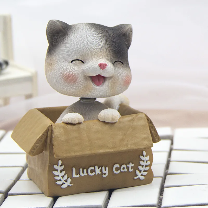 Lucky Cat  Shake Head Cute Cat Latest Car Accessories Decoration Car-Styling Auto Shaking Toys Resin ornaments