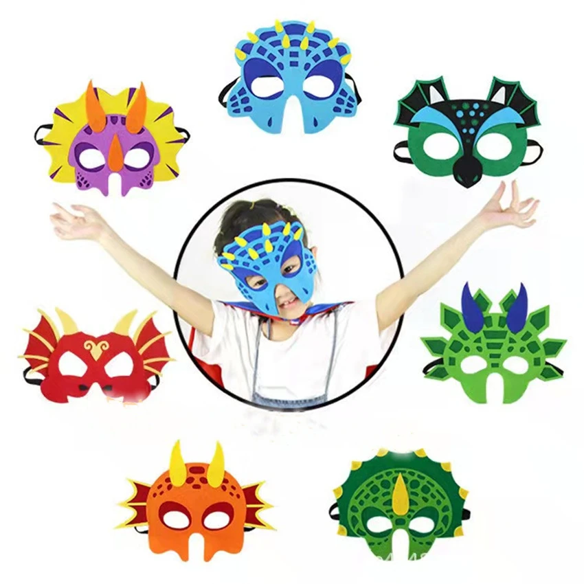 Dinosaur halloween felt masks for dino theme birthday party favors costumes supplies halloween dress-up party