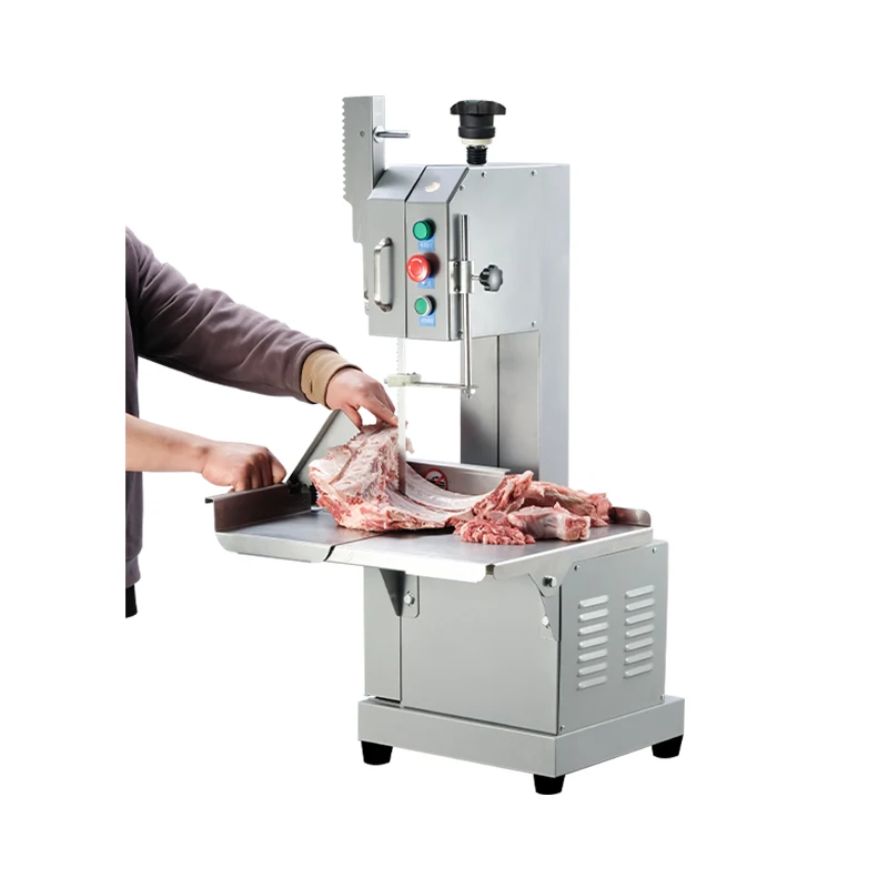 China export electric stainless steel electric meat bone cutting saw machine butchers meat slicer big working table