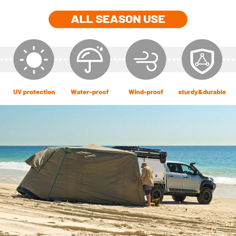270 degree 2.7 meter awning tent 4x4 offroad car roof cheap rv inflatable awning tent semi auto