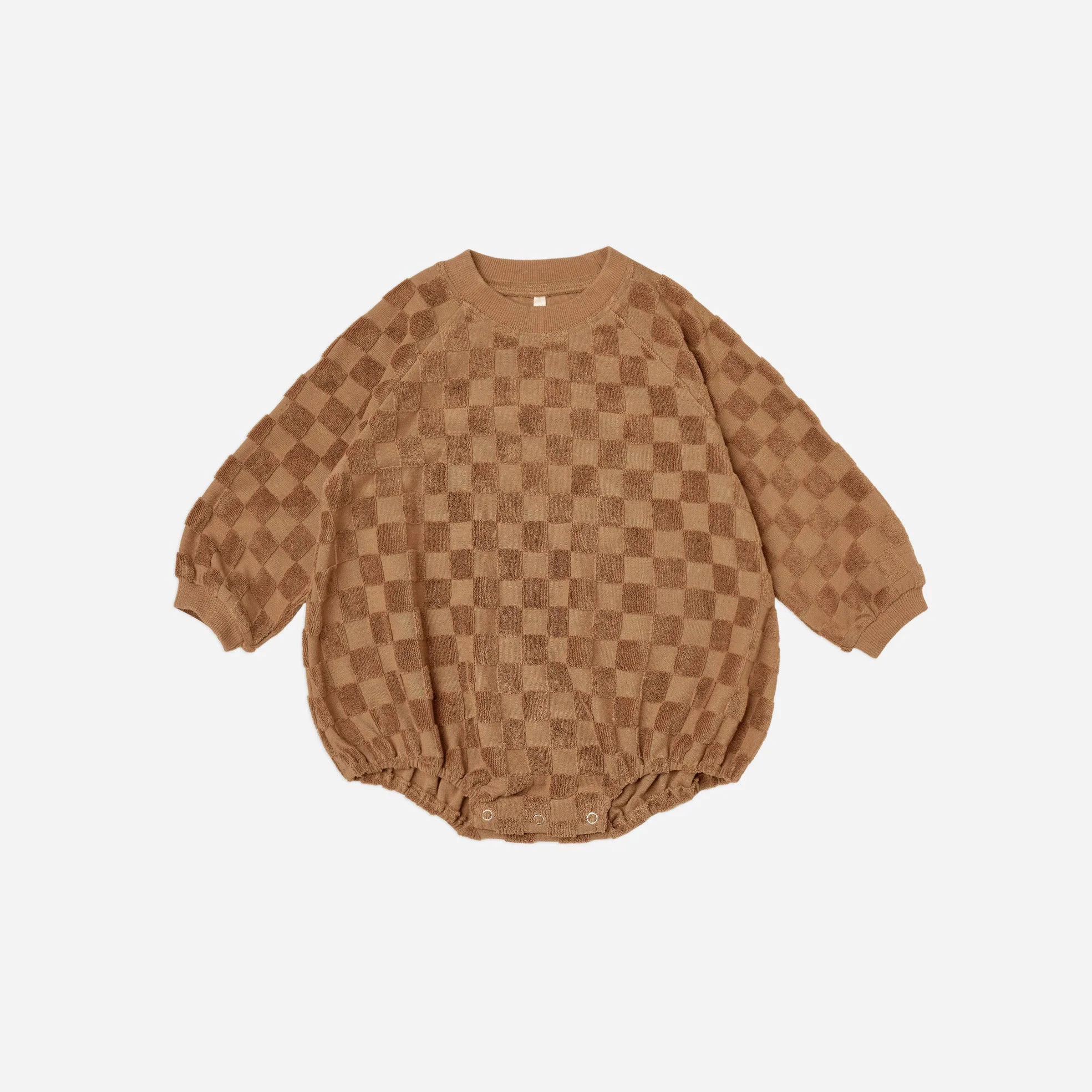 Custom Baby Checkered Bodysuit Long Sleeve Soft Infant Bubble Terry Romper