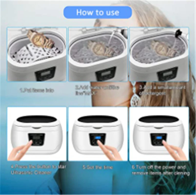 mini ultrasonic cleaner jewelry glasses circuit board cleaning machine intelligent control ultrasonic cleaner bath