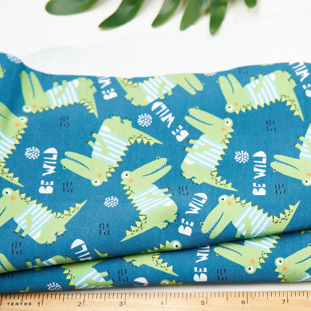 High quality cotton lycra crocodile cartoon designs printed fabric wholesale