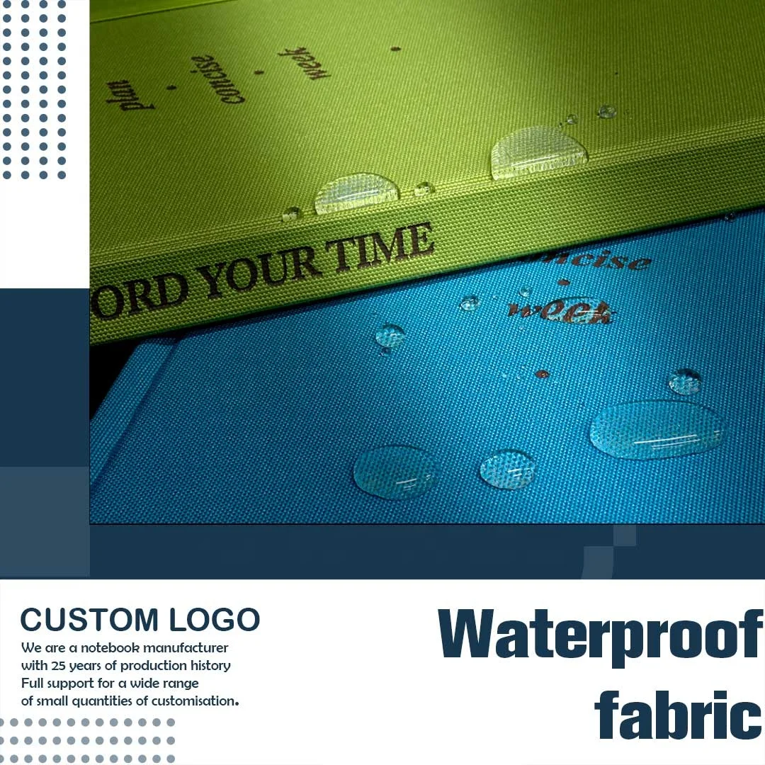 Free sample Custom Printed Logo Eco Friendly Notebook Inspirational Journal Waterproof Fabric Hardcover Planner