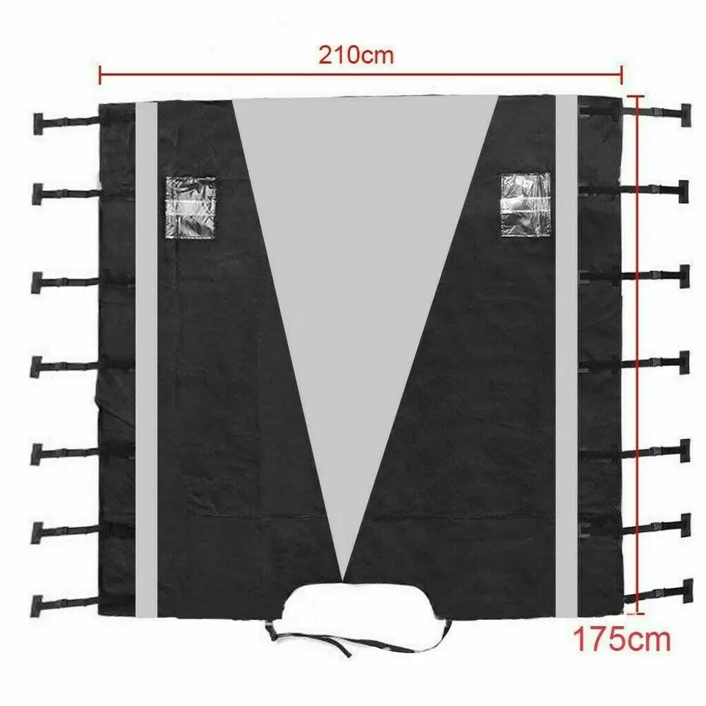 Universal Caravan Cover Protector Grey+Black Front Towing Shield Guard LED Light