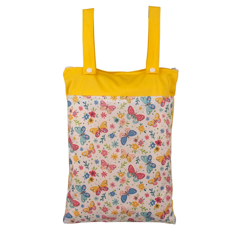 Babyshow 25*35cm Nappy Wet Dry Bag Double Handle Baby Stroller Hanging Bag Waterproof Washable Reusable Wetbag Swimsuit