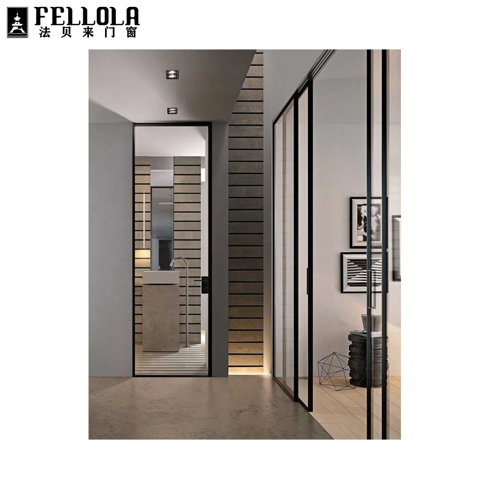 
Fellola Narrow frame hot sale aluminum bathroom sectional design glass door 