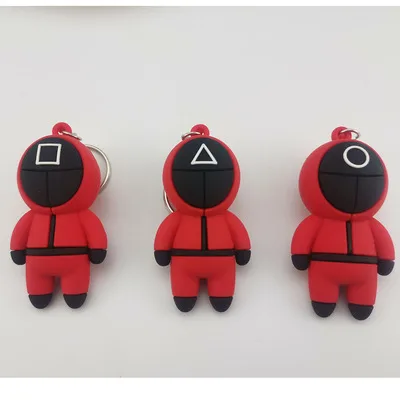 Squid game keychain PVC Fidget Toys for Korean Movie Squid game Fashion 7X3CM 30g Mini Figure Squid game key chain