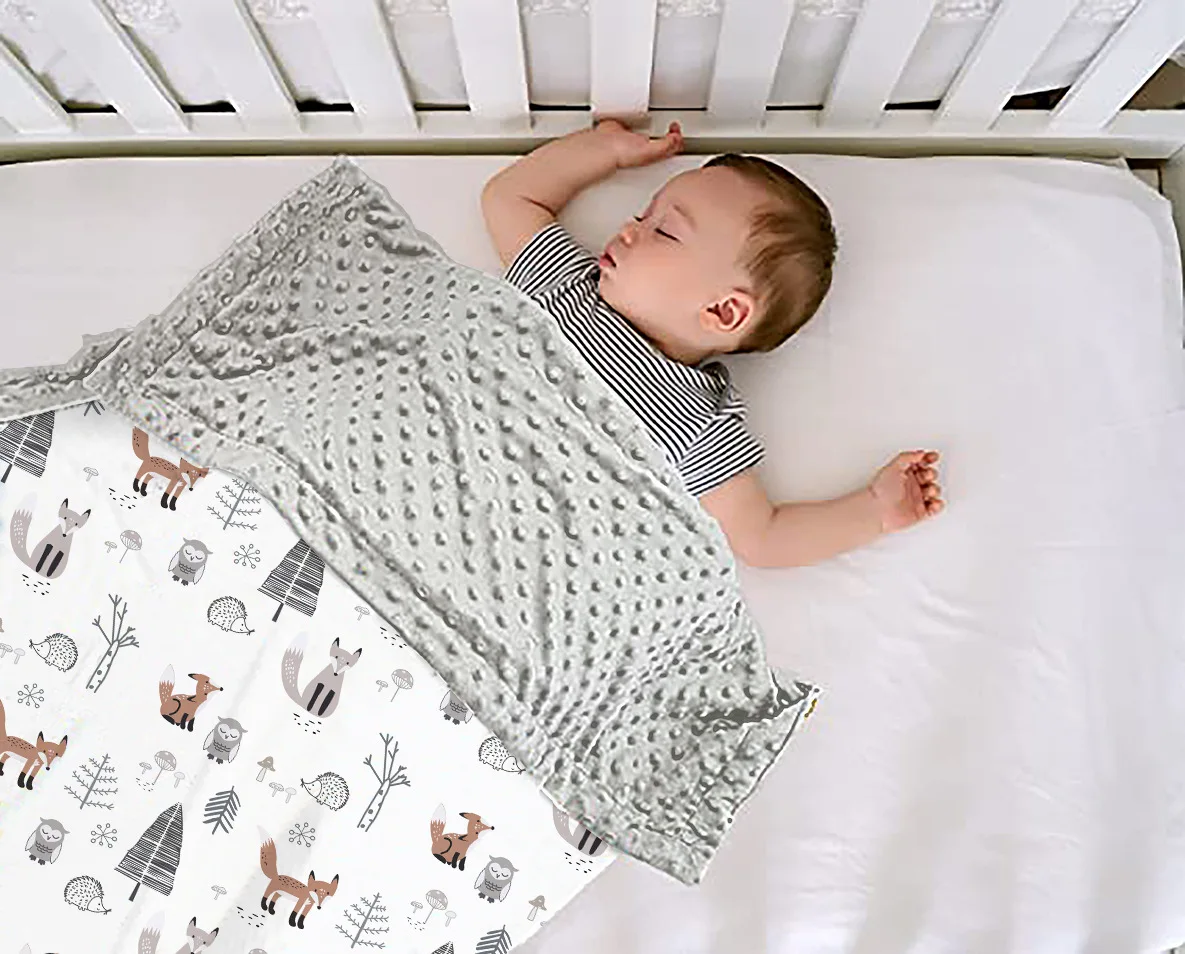 double beanie super soft baby fox print fabric winter blanket unisex plush comfort blanket newborn four seasons cover blankets