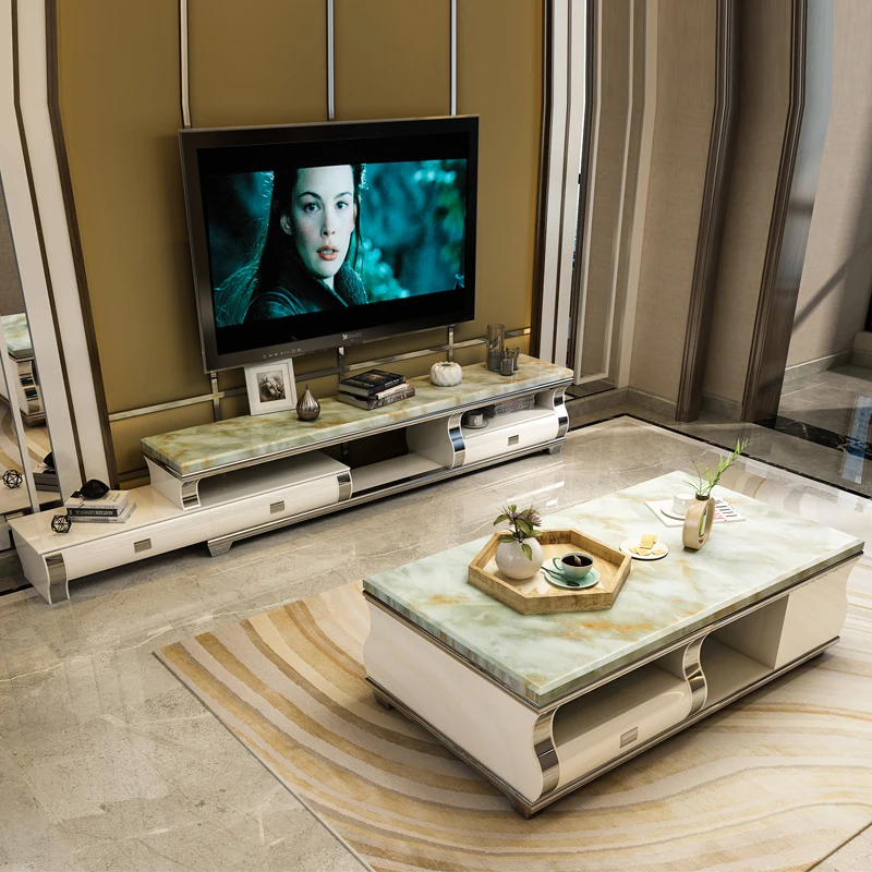modern style  still glass  coffee table  and TV stand  set  0962