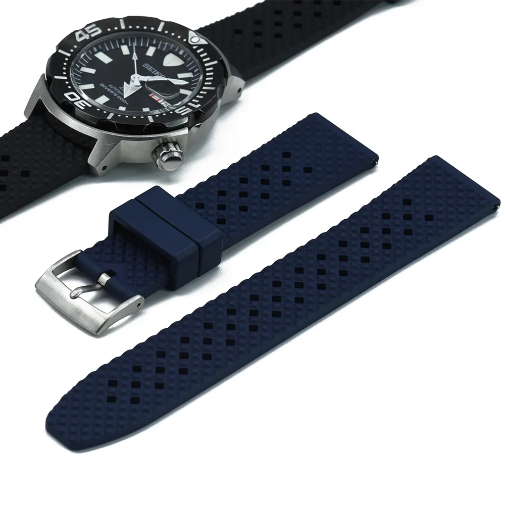 Honeycomb Military Sports Waterproof Tire FKM Fluorine Rubber Watch Band Replacement Straps with Quick Release Spring Bars
