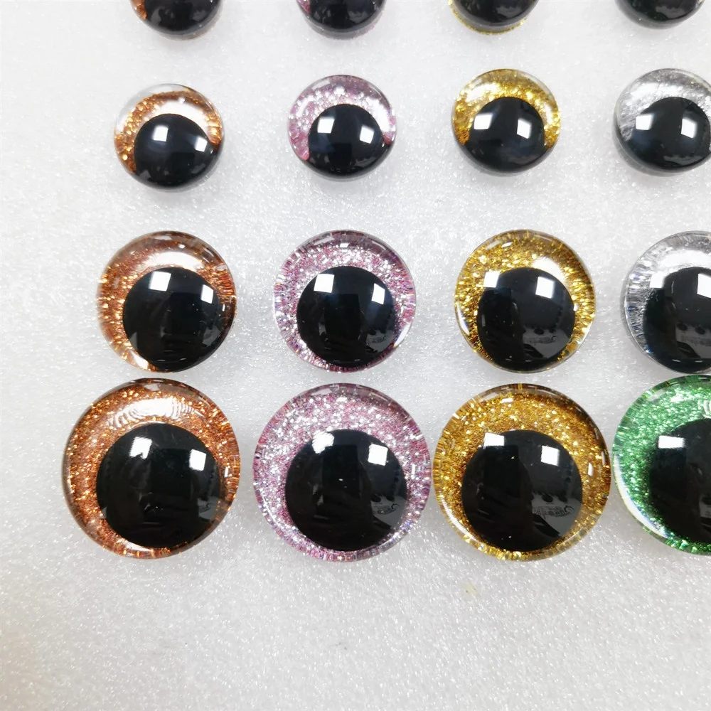 25mm 30mm 3D Glitter Safety Eye Amigurumi Off Center Pupil Crochet Plastic Safety Eyes For Soft Toys Dolls