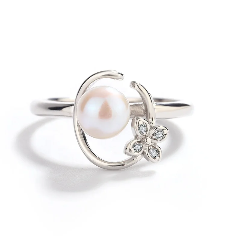 Fine Jewelry Zircon 925 Silver Casual Circle Flower Wholesale Dainty Unique Adjustable Rings Minimalist Jewelry For Women
