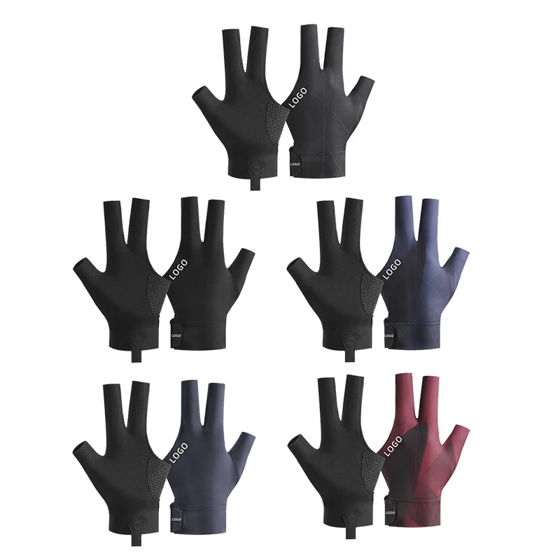 Custom 3-Finger Durable Non-Slip Breathable Snooker Gloves for Professional Table Players for Snooker & Billiard Balls
