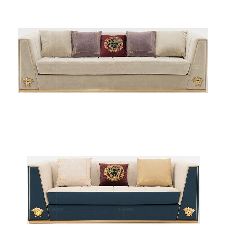 new model antique leisure 3 seat solid wood Italy design luxury sofa set