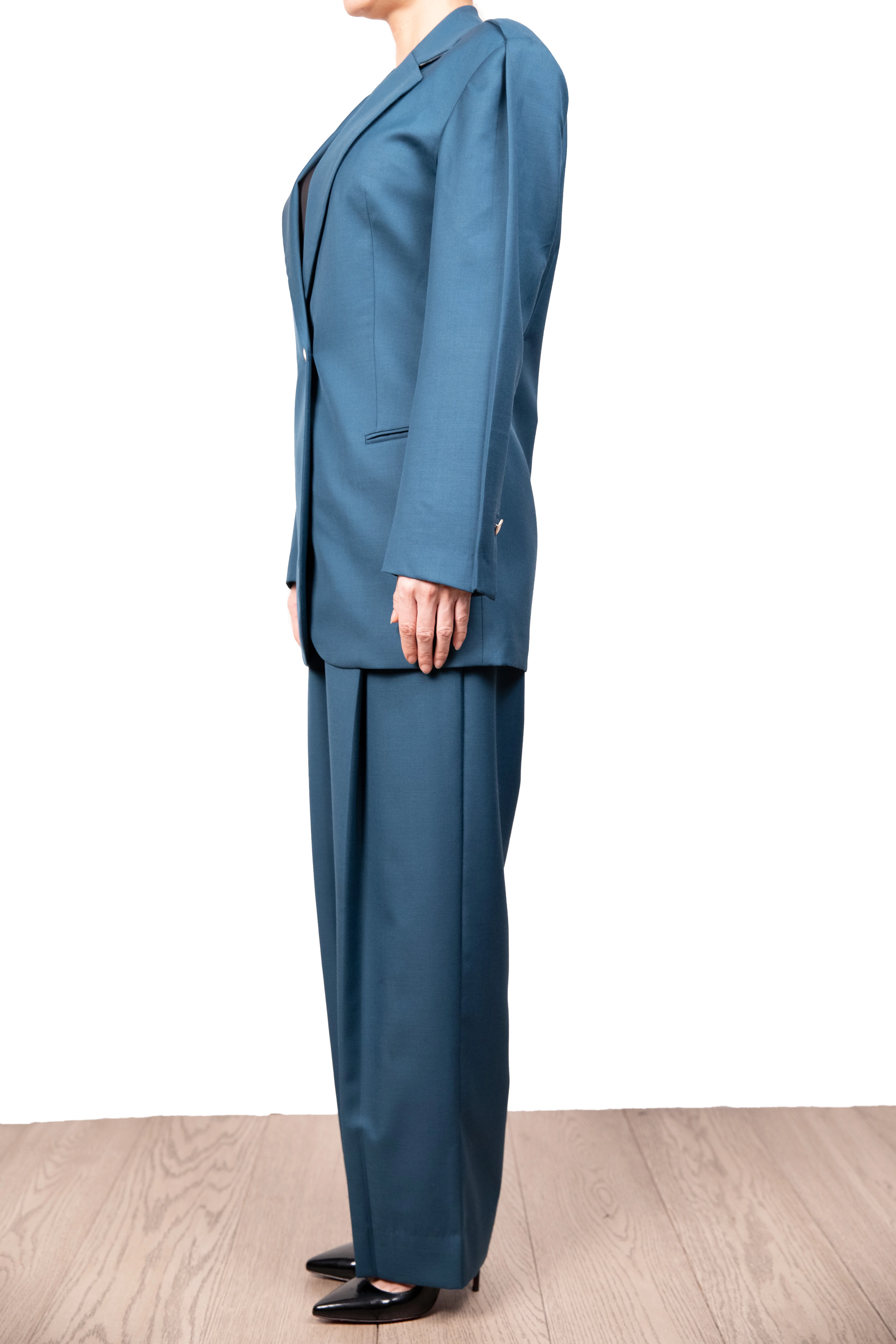 Женский костюм от производителя, костюм из двух предметов, однотонный теплый шерстяной костюм на одной пуговице для офиса, деловой пиджак для зимы