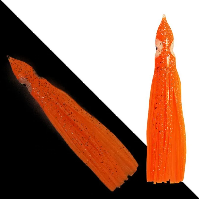50mm 90mm 115mm Rubber octopus fishing lure Silicone glow hoochie soft octopus lure luminous squid skirts for 5pcs/bag