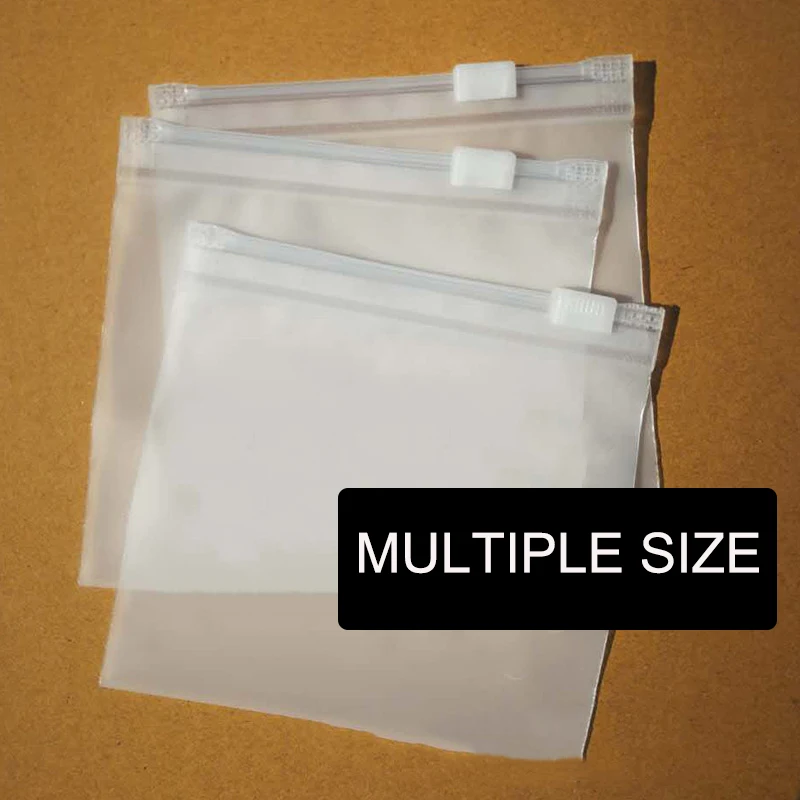 PE Self-sealing Clothes Bag Translucent Transparent Frosted Zipper Sealed Plastic Bag Hats Customized Clothes Socks Zipper Bag