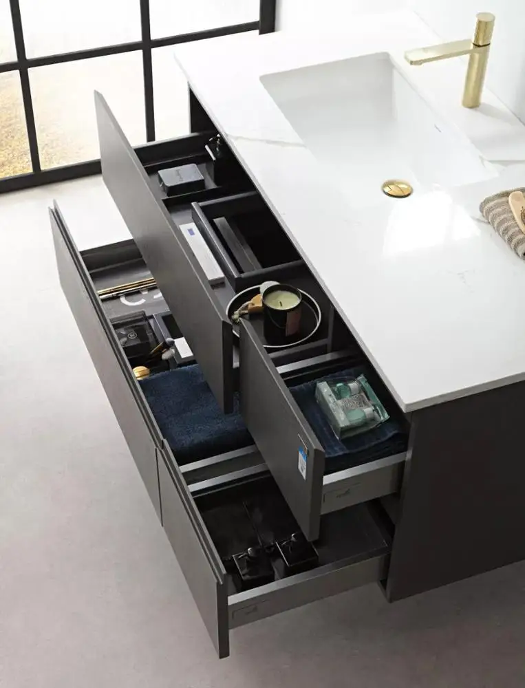 
factory modern style wall mounted bathroom vanity cabinet with hettich metal drawer 