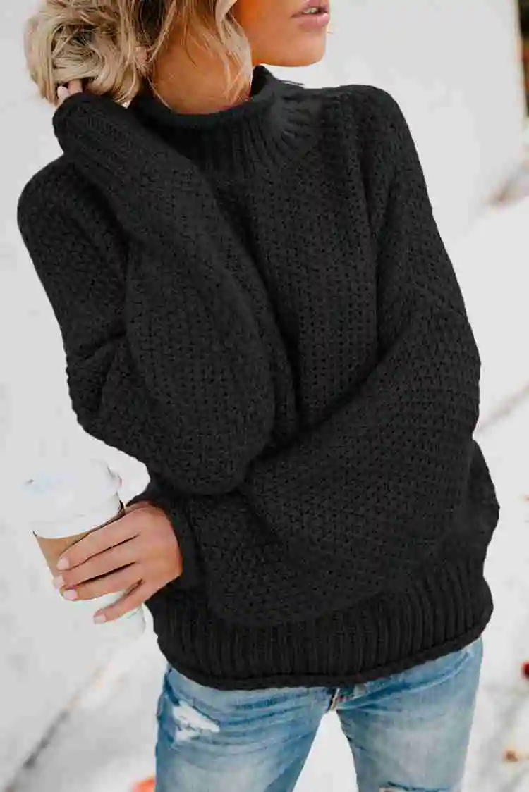 High Collar Fashion Warm Winter  Designed  Loose Sweater