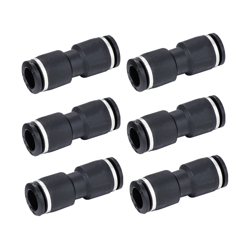 1/4 1/8 3/8 1/2  5/32  5/16 PU Tube Fittings Black Straight Union Plastic Pneumatic One Touch Tube Fittings
