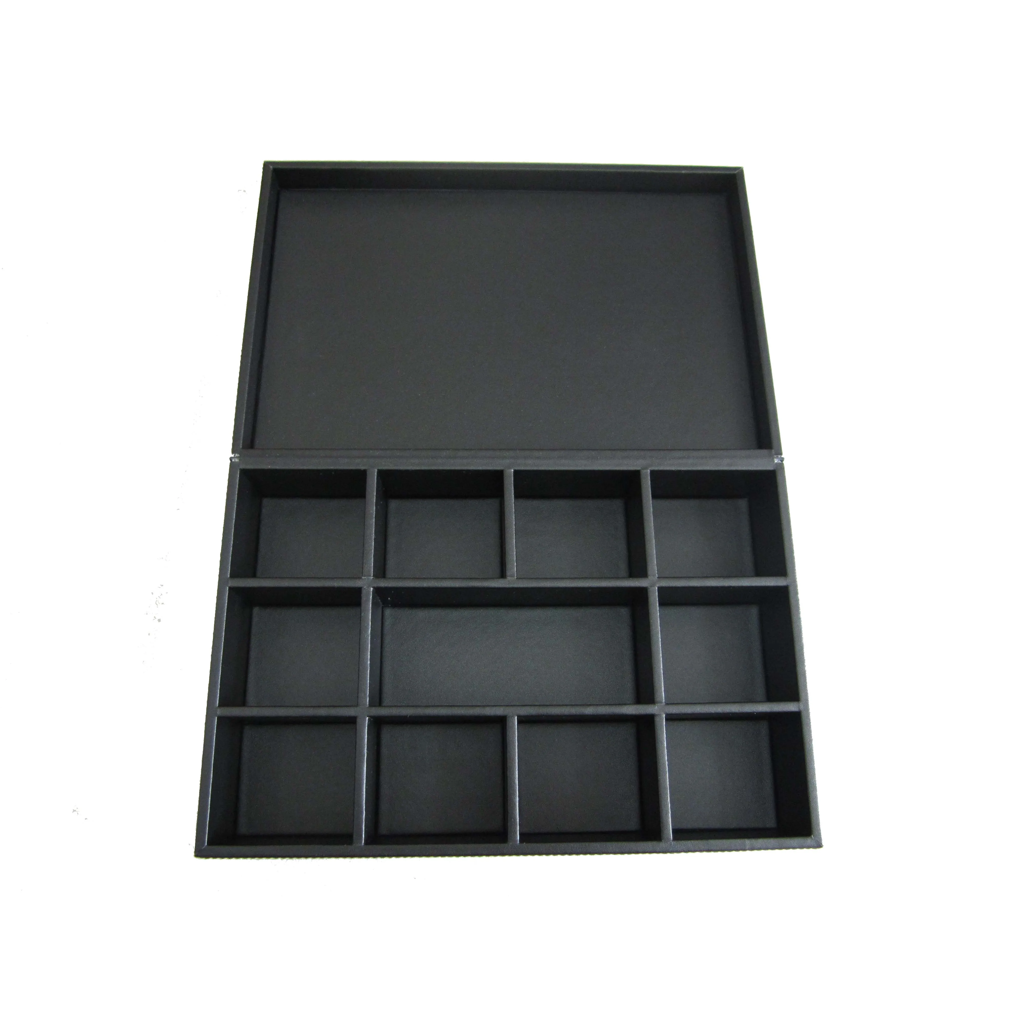 Black PU Leather Wooden Tea Sugar Coffee Storage Box