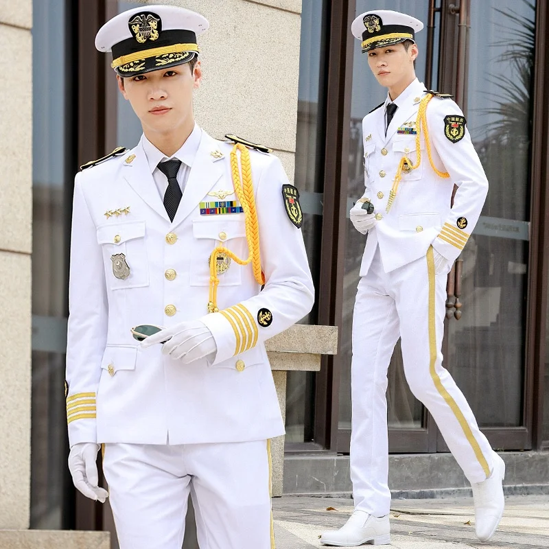 Merchant New Commander Officer Dress White Officer Uniform Set