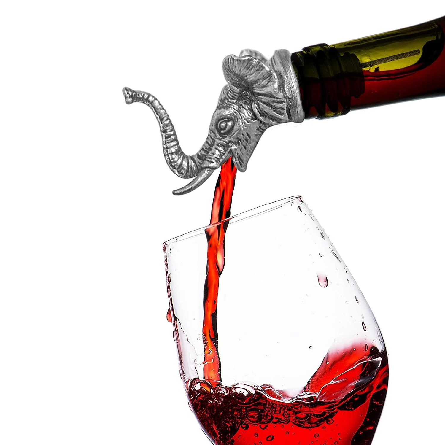 Hot Selling Bar supplies bottle  wine pourer metal elephant  bottle wine pourer oil pourer for home