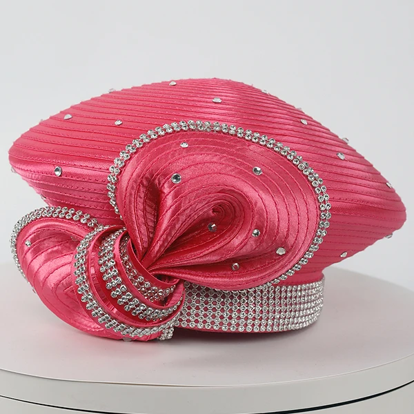 The Ribbon satin red hat Fashion Wide Brim Formal Party lady church new elegant women top hat