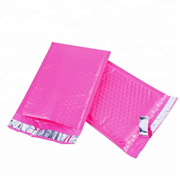 Self-Adhesive pink poly bubble mailer high quality padded envelope free sample cosmetic packaging bag