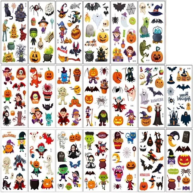 Новинка, детская мультяшная тату-наклейка на Хэллоуин, забавная Тыква для вечеринки, временная тату-наклейка