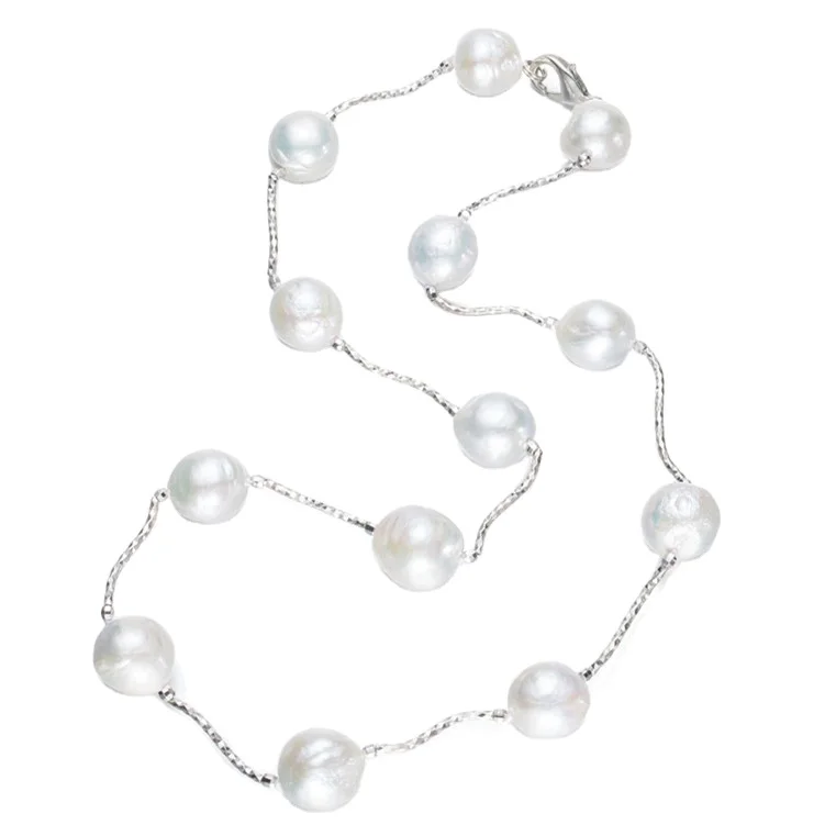 925 sterling silver wholesale baroque edison shape fresh water freshwater natural pearl jewelry necklace