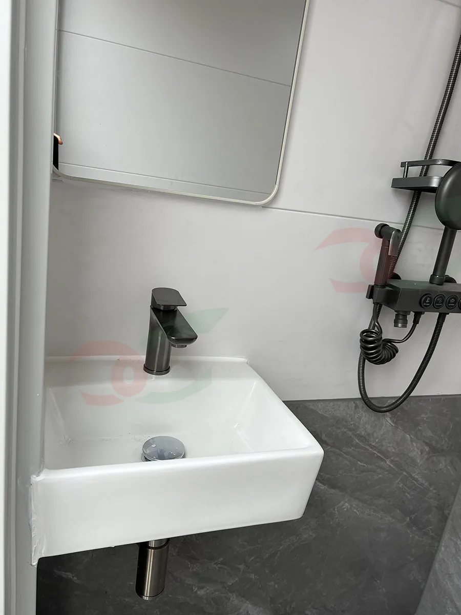 luxury prefabricated portable toilet and shower room prefab mobile bathroom handwash basin outdoor