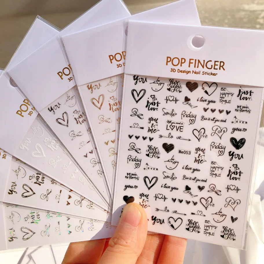 Wholesales love heart shape nail decals word letter nail sticker DIY English word nail art sticker