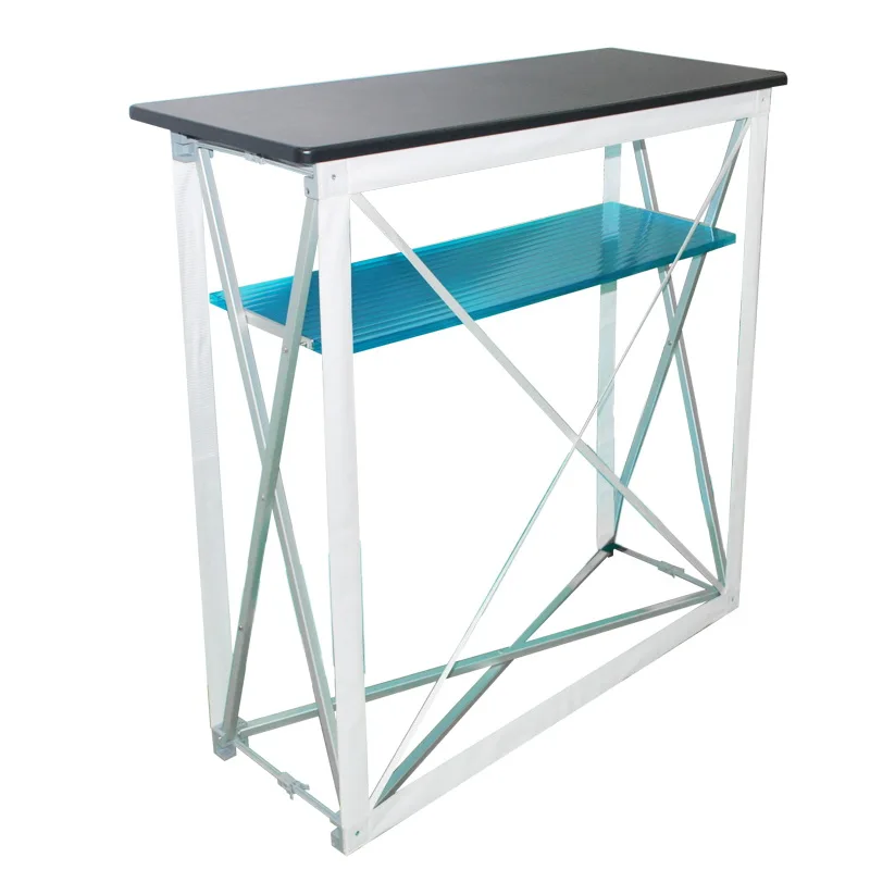 Brand new product trade show booth display portable exhibition curve pop up counter table stand with fabric printing straight