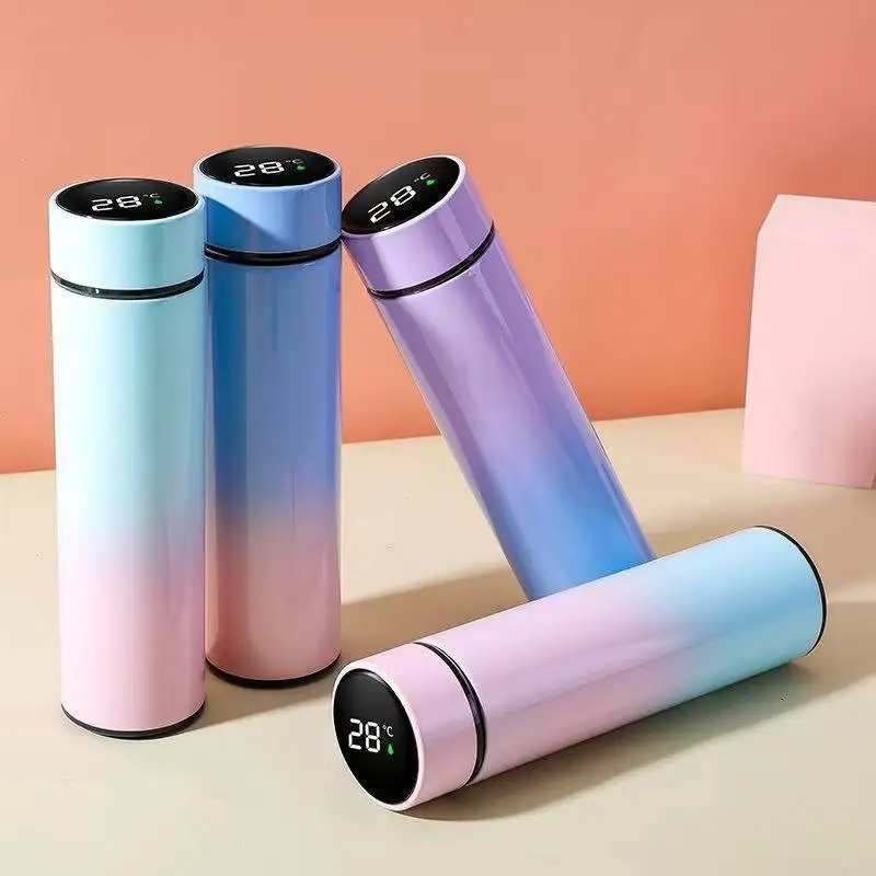 500ml Stainless Steel Thermos With Touch Sensor Led Digital Smart Leakproof Vacuum Flasks Water Bottle