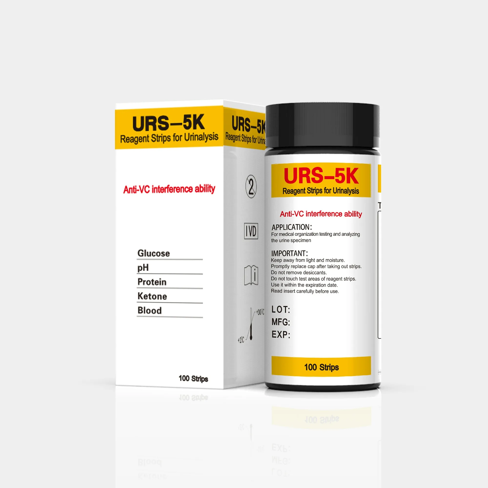 Hot Sale URS-5K Rapid Test Urine Strips 5 parameters Urine Test Kits