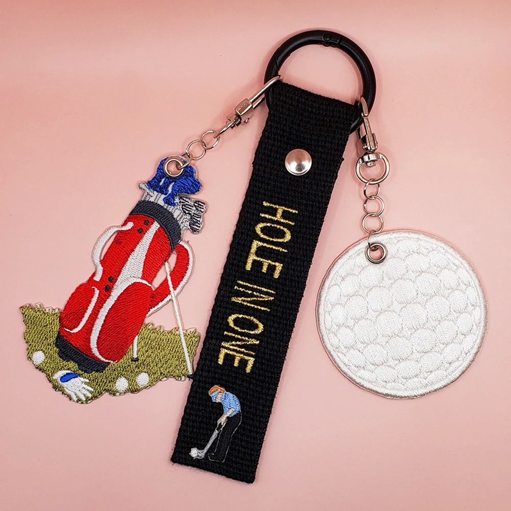 Custom Golf Club Bag Tag Luggage Tag Sports Backpack Pendant Gift Keyring Embroidery Name Tag Custom Golf Webbing KeyChains