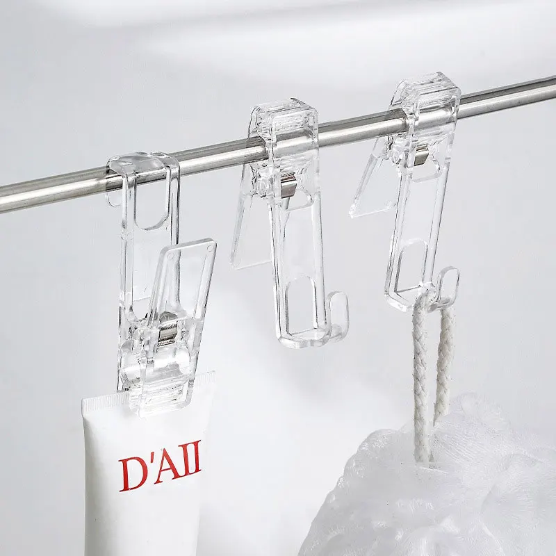 4pcs Transparent Clothespins Hook Laundry Clips for Drying 2 in 1 Clamp Hanger set of 4  multi-functional houseware clips