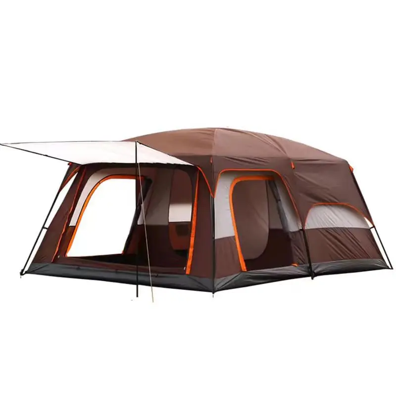 Luxury Outdoor Camping Canopy Tent Two Rooms Large Space 8-12 People Sun Rain Protection Thickened Cow JIn Cloth Skylight