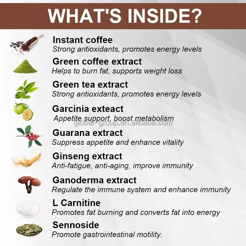 Hot selling coffee powder Detox Flat Tummy belly Keto Energy slim diet coffee