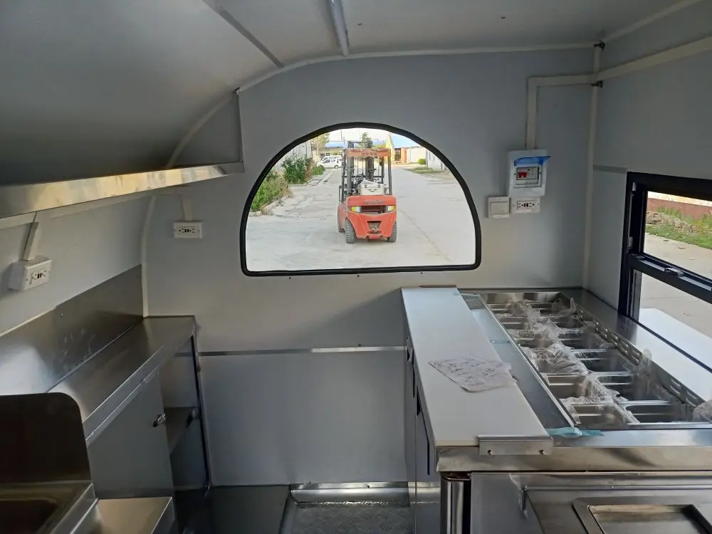 2023 US bubble tea cart NSF approved water sinks sliding window customization LOGO manufactured bubble tea cart for sale