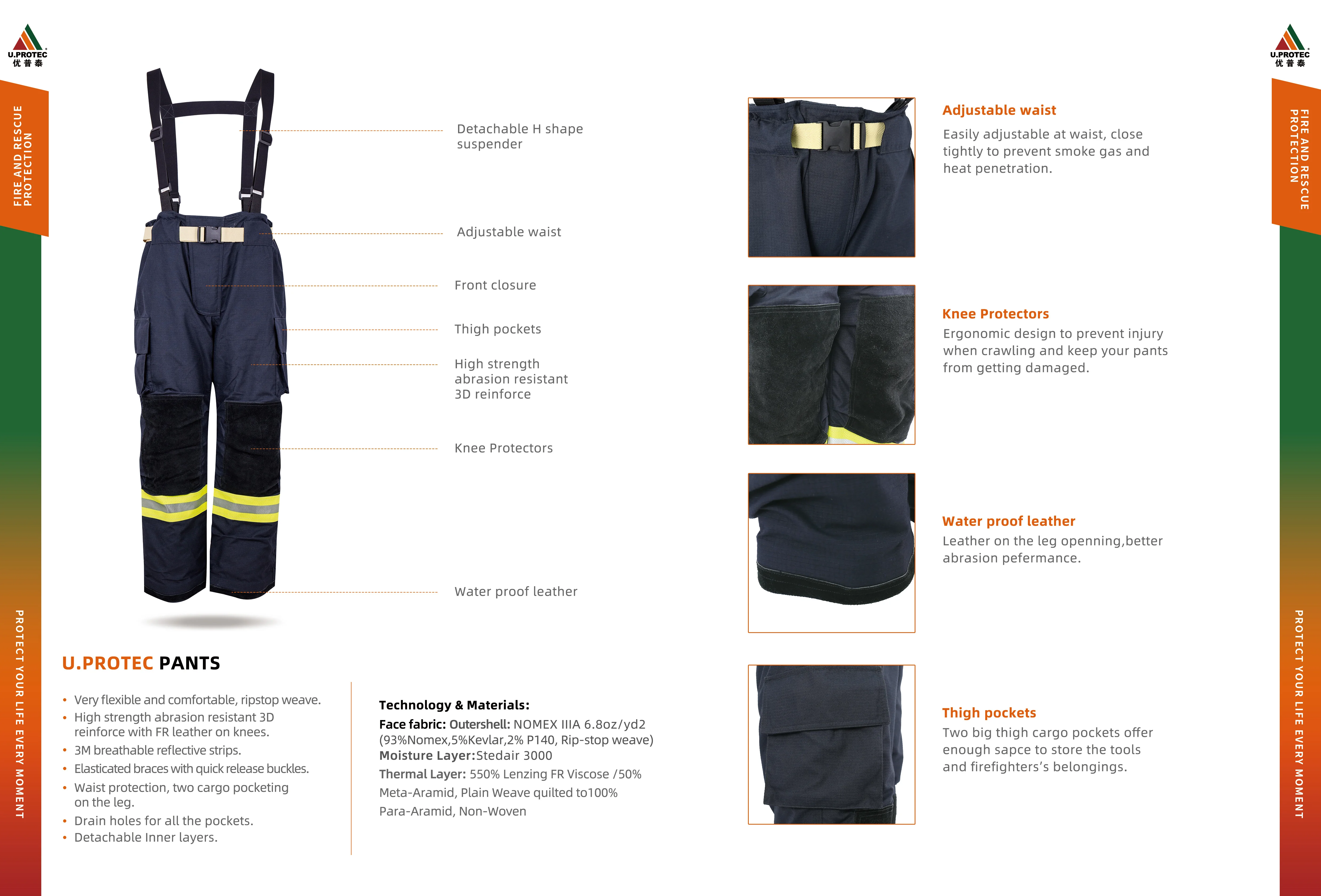 NFPA1971 Nomex Firefighter Suit /UL Certified Nomex firefighting suit