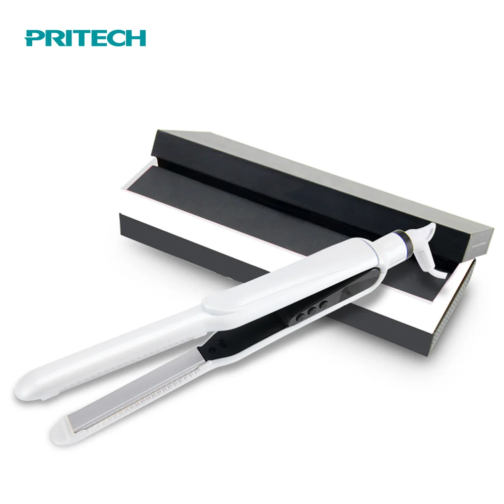 PRITECH 360 Swivel Hair Straightener Power Cord PTC Heating Super Fast Flat Iron Professional Titanium LED Electric White 30-35W