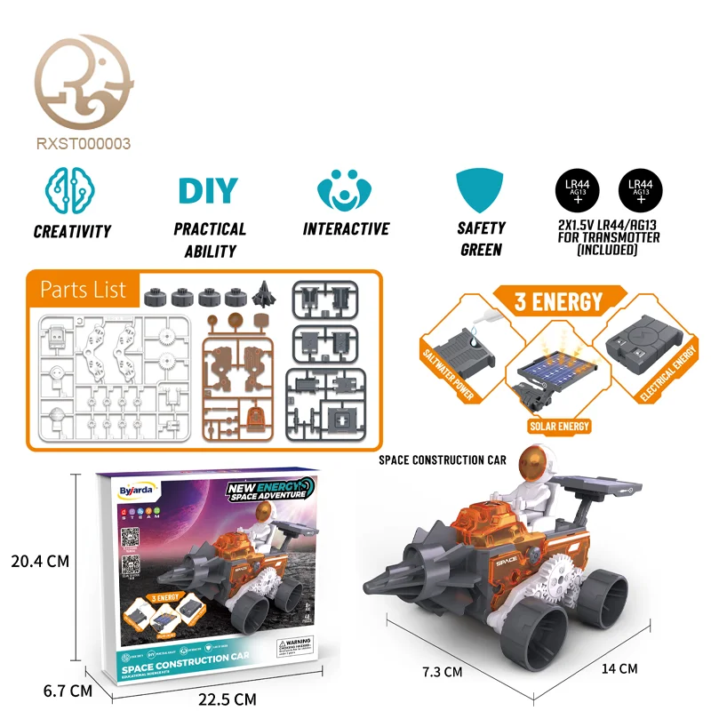 Electric DIY Assembly Space Construction Car Solar Energy Board Game Puzzle Children Educational Toy Plastic STEM Box Sets